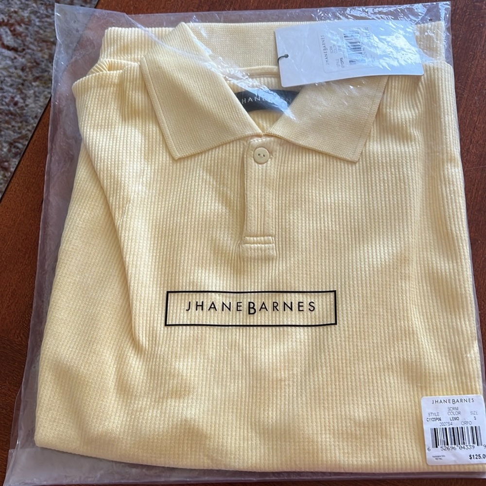 Jhane Barnes Silk Polo Shirt Size S Yellow